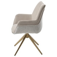 Стул ПОНТУС (PONTUS) 360 град, цвет КРЕМОВЫЙ (RIELY-111/PRESENT-120)/ ШАМПАНЬ каркас, ®DISAUR