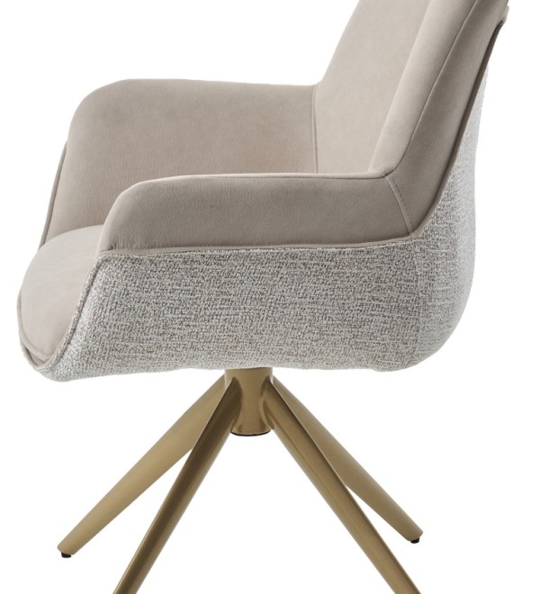 Стул ПОНТУС (PONTUS) 360 град, цвет КРЕМОВЫЙ (RIELY-111/PRESENT-120)/ ШАМПАНЬ каркас, ®DISAUR