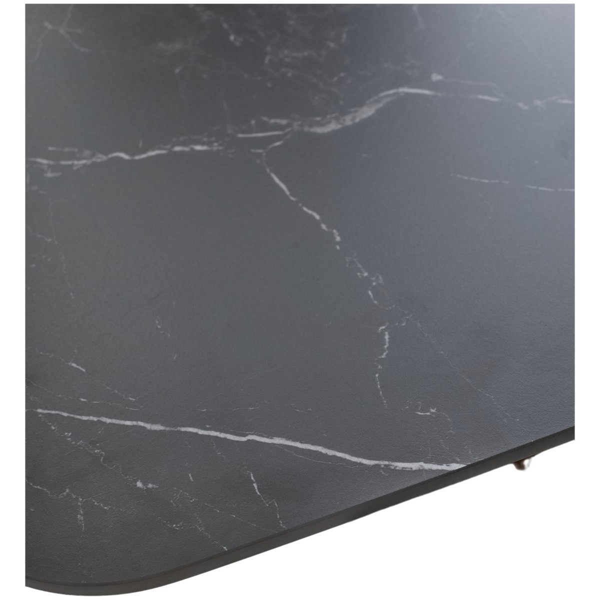 Стол БЛАНКО (BLANCO) 160 цвет ЧЕРНЫЙ МРАМОР МАТОВЫЙ (MATT BLACK MARBLE SOLID CERAMIC / ОРЕХ, ®DISAUR