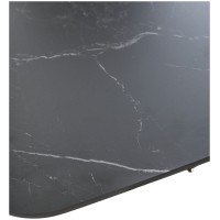 Стол БЛАНКО (BLANCO) 160 цвет ЧЕРНЫЙ МРАМОР МАТОВЫЙ (MATT BLACK MARBLE SOLID CERAMIC / ОРЕХ, ®DISAUR