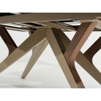 Стол КОСТА (COSTA) 180 ТРАВЕРТИН (MATTE SPANISH TRAVERTINE) керамика/ Латте / Орех натур, ®DISAUR