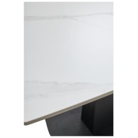 Стол БАЛД (BALDE) 140 цвет БЕЛЫЙ МРАМОР МАТОВЫЙ (MATT WHITE MARBLE SOLID CERAMIC) / ЧЕРНЫЙ, ®DISAUR