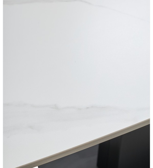 Стол БАЛД (BALDE) 140 цвет БЕЛЫЙ МРАМОР МАТОВЫЙ (MATT WHITE MARBLE SOLID CERAMIC) / ЧЕРНЫЙ, ®DISAUR