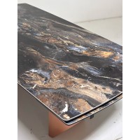 Стол ПУАНТО 200 цвет ЧЕРНАЯ ЛАВА (TITANIUM LAWA NERO), керамика / МЕДЬ каркас