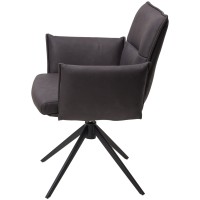Стул ДИН (DEAN) 360 град.поворот. цвет ТЕМНО-СЕРЫЙ, экокожа Maison 99# / Черный, ®DISAUR