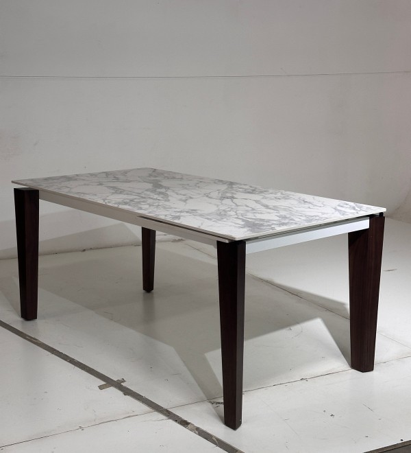 Стол ЭЗМИР (ESMIR) 180 цвет АРАБЕСКАТО (MATTE ARABESCATO SOLID CERAMIC) / ОРЕХ, ®DISAUR