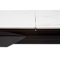 Стол КРЕМОНА (CREMONA) 140 БЕЛЫЙ МРАМОР ГЛЯНЦ (HIGH GLOSS STATUARIO), керамика/ ЧЕРНЫЙ, ®DISAUR
