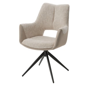 Стул ДАВЕН (DAVEN) 360 град, цвет КРЕМОВЫЙ RIELY-111 / G1038-10, ткань / ТЕМНО-СЕРЫЙ каркас, ®DISAUR