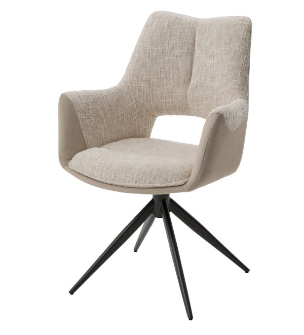 Стул ДАВЕН (DAVEN) 360 град, цвет КРЕМОВЫЙ RIELY-111 / G1038-10, ткань / ТЕМНО-СЕРЫЙ каркас, ®DISAUR