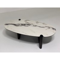 Стол кофейный АРН (ARN) цвет FENDI WHITE керамика на стекле/массив/ МДФ, дубовый шпон ®DISAUR