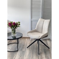 Стул ОСКАР (OSKAR) 360град, цвет БЕЖЕВЫЙ/КОРИЧНЕВЫЙ(KN01-05/BZ1046-21), ткань/ЧЕРНЫЙ каркас, ®DISAUR