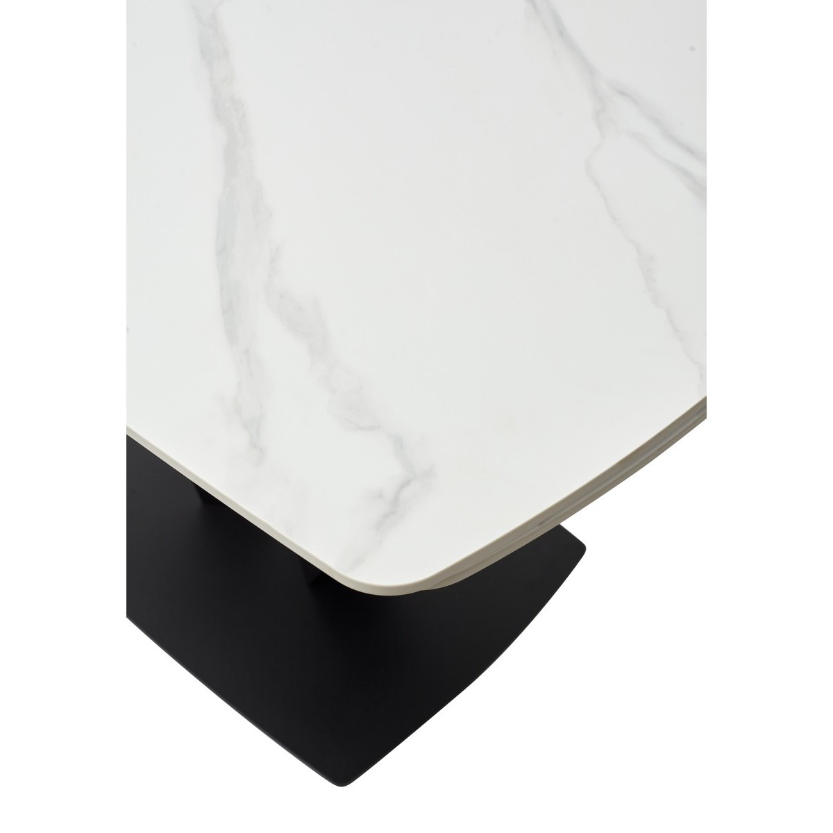 Стол АЛАТРИ (ALATRI) 120 цвет БЕЛЫЙ МРАМОР МАТОВЫЙ (MATT WHITE MARBLE) керамика / ЧЕРНЫЙ, ®DISAUR