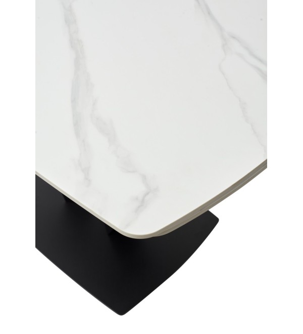Стол АЛАТРИ (ALATRI) 120 цвет БЕЛЫЙ МРАМОР МАТОВЫЙ (MATT WHITE MARBLE) керамика / ЧЕРНЫЙ, ®DISAUR