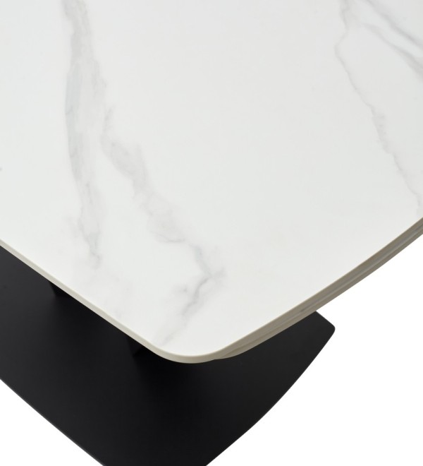 Стол АЛАТРИ (ALATRI) 120 цвет БЕЛЫЙ МРАМОР МАТОВЫЙ (MATT WHITE MARBLE) керамика / ЧЕРНЫЙ, ®DISAUR