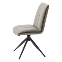 Стул ВИГГЕ (VIGGE) 360 град. поворот.  HF017-11 / HF017-12 Бежевый, экокожа / Черный каркас, ®DISAUR