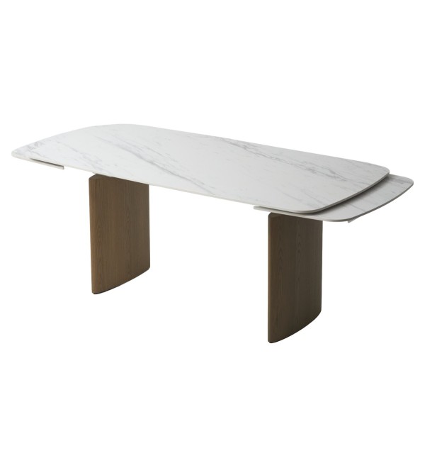 Стол КАЛВИН (CALVIN) 180 цвет КАРРАРА (SEMI-POLISHED SNOW CARRARA SOLID CERAMIC / СЕРЫЙ ДУБ, ®DISAUR