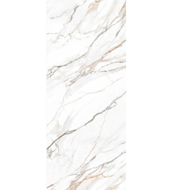 Стол АДАЖИО 115 КРУГЛЫЙ цвет МРАМОР (GILT WHITE), керамика / Латте каркас