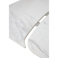 Стол КАЛВИН (CALVIN) 180 цвет КАРРАРА (SEMI-POLISHED SNOW CARRARA SOLID CERAMIC / СЕРЫЙ ДУБ, ®DISAUR