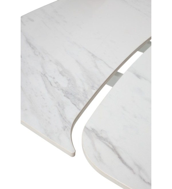 Стол КАЛВИН (CALVIN) 180 цвет КАРРАРА (SEMI-POLISHED SNOW CARRARA SOLID CERAMIC / СЕРЫЙ ДУБ, ®DISAUR