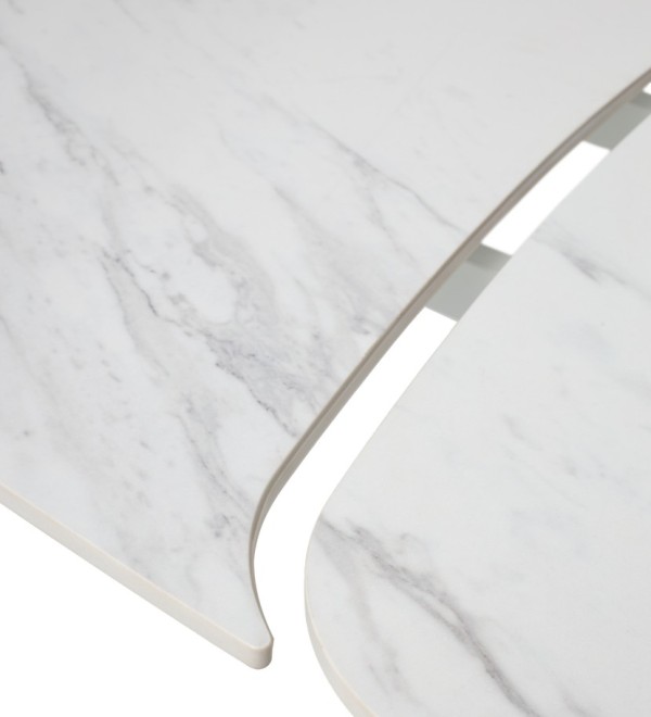 Стол КАЛВИН (CALVIN) 180 цвет КАРРАРА (SEMI-POLISHED SNOW CARRARA SOLID CERAMIC / СЕРЫЙ ДУБ, ®DISAUR