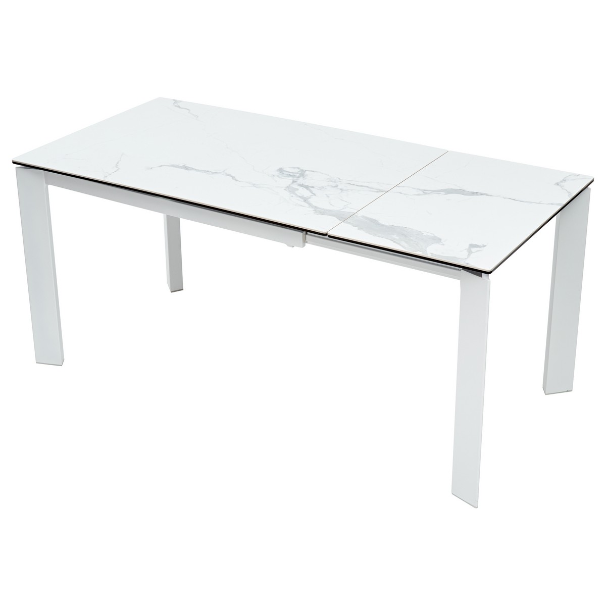 Стол КОРНЕР (CORNER) 120 цвет БЕЛЫЙ МРАМОР (HIGH GLOSS STATUARIO) керамика, стекло/ БЕЛЫЙ, ®DISAUR