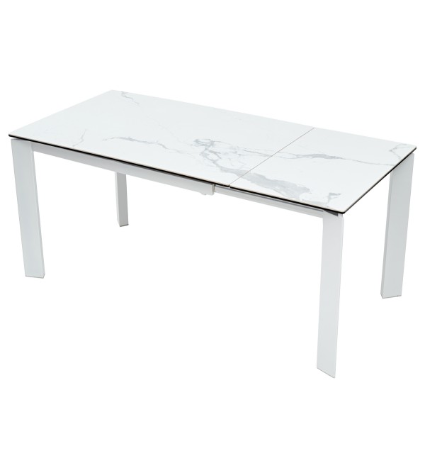 Стол КОРНЕР (CORNER) 120 цвет БЕЛЫЙ МРАМОР (HIGH GLOSS STATUARIO) керамика, стекло/ БЕЛЫЙ, ®DISAUR