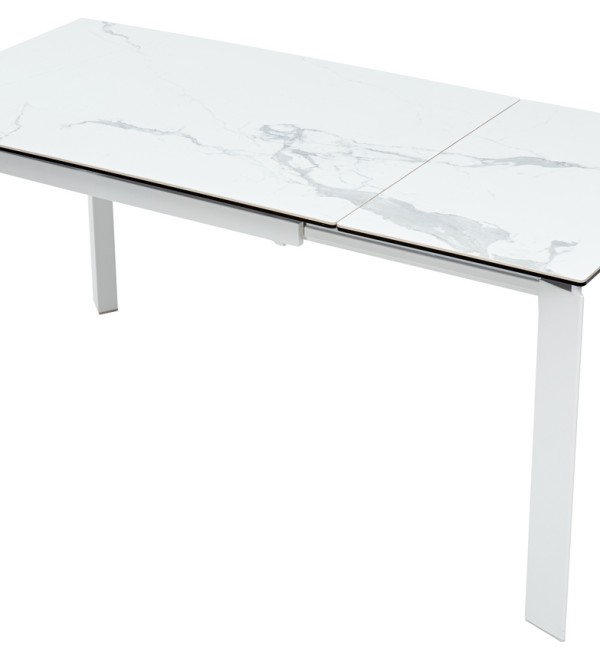 Стол КОРНЕР (CORNER) 120 цвет БЕЛЫЙ МРАМОР (HIGH GLOSS STATUARIO) керамика, стекло/ БЕЛЫЙ, ®DISAUR