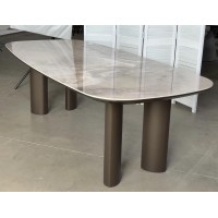 Стол ГАРДЕ (GARDE) 239 цвет Бежевый мрамор CA036, керамика / коричневый, ®DISAUR