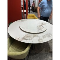 Стол КАСТЕЛЛА (CASTELA) 135 цвет БЕЛЫЙ МРАМОР CA071, керамика / ОРЕХ, ®DISAUR
