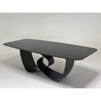 Стол ТОВЕ (TOVE) 240 цвет ЧЕРНЫЙ (GREY), стекло BUBBLE  / Шоколадное золото  ®DISAUR