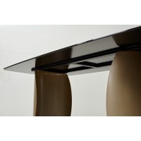 Стол БРОНТЕ (BRONTE) 220 цвет KL-188  Бело-коричневый мрамор керамика/ ШАМПАНЬ, ®DISAUR