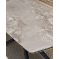 Стол РИВОЛИ (RIVOLI) 140 цвет АМБЕР ЖАДЕ (GLOSS AMBER JADE SOLID CERAMIC) / ЧЕРНЫЙ, ®DISAUR