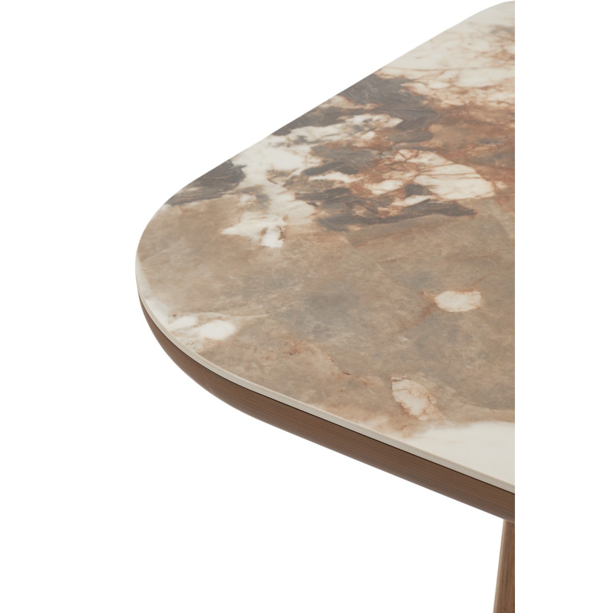 Стол БАРК (BARK) 180 цвет CA035 Бежевый мрамор, керамика / Орех (WALNUT), ®DISAUR