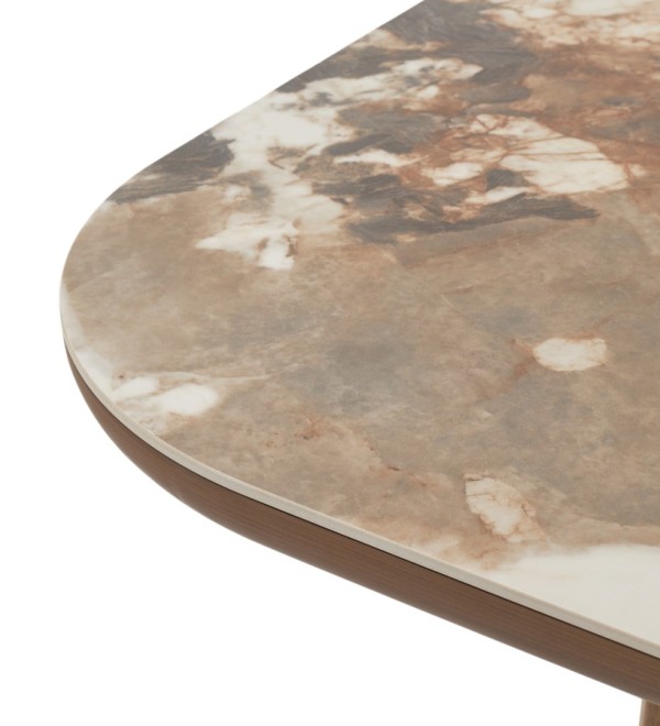 Стол БАРК (BARK) 180 цвет CA035 Бежевый мрамор, керамика / Орех (WALNUT), ®DISAUR