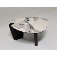 Стол кофейный ДЭГ (DAG) цвет FENDI WHITE керамика на стекле/массив/ МДФ, дубовый шпон ®DISAUR