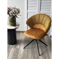 Стул АСТРА (ASTRA) 360 град. поворот Желтый Sonic 68 ткань / 7525-132 велюр / черный каркас, ®DISAUR
