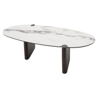 Стол кофейный АРН (ARN) цвет FENDI WHITE керамика на стекле/массив/ МДФ, дубовый шпон ®DISAUR