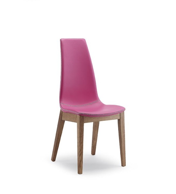 СТУЛ  SELLY, ASH WALNUT 167/ SOFT PIENO FIORE 275 FUSSIA с черн.строчкой