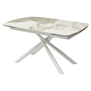 Стол РИВОЛИ (RIVOLI) 140 цвет ПАНДОРА (GLOSS LUXURY PANDORA SOLID CERAMIC) / БЕЛЫЙ, ®DISAUR