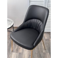Стул АБРИОЛА (ABRIOLA) цвет ЧЕРНЫЙ Black Ti-25, экокожа / бронзовый, ®DISAUR