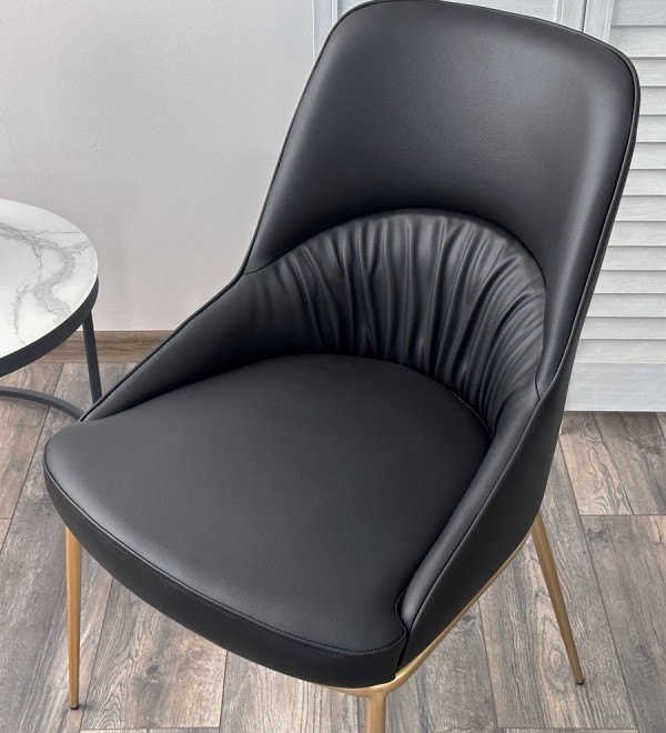 Стул АБРИОЛА (ABRIOLA) цвет ЧЕРНЫЙ Black Ti-25, экокожа / бронзовый, ®DISAUR