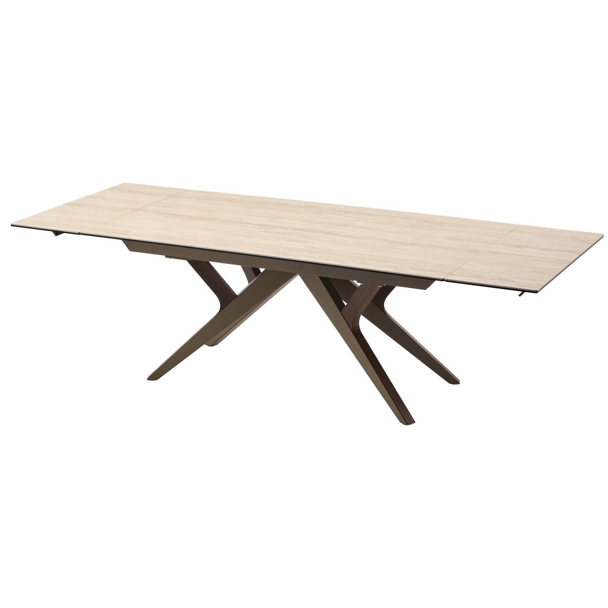 Стол КОСТА (COSTA) 180 ТРАВЕРТИН (MATTE SPANISH TRAVERTINE) керамика/ Латте / Орех натур, ®DISAUR