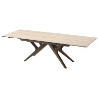 Стол КОСТА (COSTA) 180 ТРАВЕРТИН (MATTE SPANISH TRAVERTINE) керамика/ Латте / Орех натур, ®DISAUR