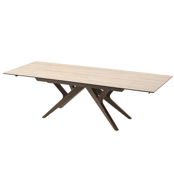 Стол КОСТА (COSTA) 180 ТРАВЕРТИН (MATTE SPANISH TRAVERTINE) керамика/ Латте / Орех натур, ®DISAUR