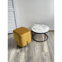 Пуф для гостиной АРЕС (ARES) цвет BLUVEL-68 желтый / золотой