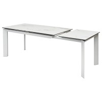 Стол КРЕМОНА (CREMONA) 140 цвет БЕЛЫЙ МРАМОР МАТОВЫЙ (MATTE STATUARIO), керамика/ БЕЛЫЙ, ®DISAUR