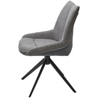 Стул ОСКАР (OSKAR) 360 град, цвет  СЕРЫЙ/ ТЕМНО-СЕРЫЙ (KN01-03 / BZ1046-02) / ЧЕРНЫЙ каркас, ®DISAUR