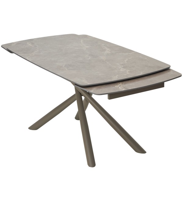 Стол РИВОЛИ (RIVOLI) 140 цвет ЛАТТЕ МАТОВЫЙ (MATT LATTE STONE SOLID CERAMIC) / ТАУПЕ, ®DISAUR
