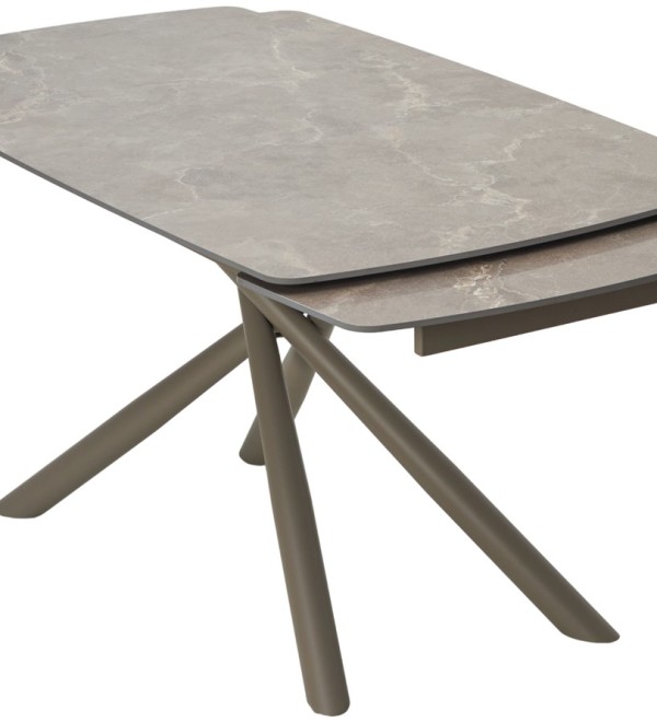 Стол РИВОЛИ (RIVOLI) 140 цвет ЛАТТЕ МАТОВЫЙ (MATT LATTE STONE SOLID CERAMIC) / ТАУПЕ, ®DISAUR