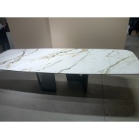 Стол БИРГЕР (BIRGER) 200 цвет KL-188 Бело-коричневый мрамор/ Темно-серый, ®DISAUR
